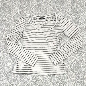 SHEIN Fitted White and Gray Long Sleeve Top